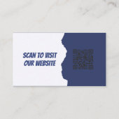 Modern Blue Custom Logo and QR Code Rectangle Visitekaartje (Achterkant)