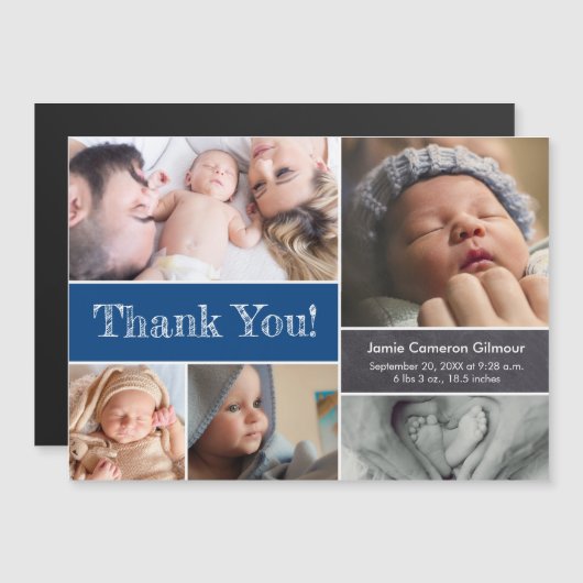 Modern Blue Custom Photo Collage Baby Shower (Voorkant / Achterkant)
