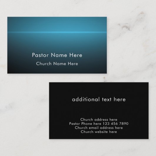 Modern Blue Custom Text Christian Church Pastor Visitekaartje (Voorkant / Achterkant)