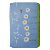 Modern Blue Daisy Floral Dank je wel Typografie Badmat (Voorkant Verticaal)