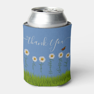 Modern Blue Daisy Floral Dank je wel Typografie Blikjeskoeler