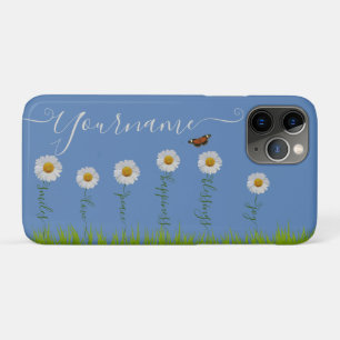 Modern Blue Daisy Floral Dank je wel Typografie Case-Mate iPhone Case