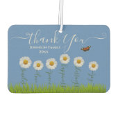 Modern Blue Daisy Floral Dank je wel Typografie Luchtverfrisser (Achterkant)