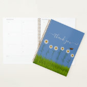 Modern Blue Daisy Floral Dank je wel Typografie Planner (Display)