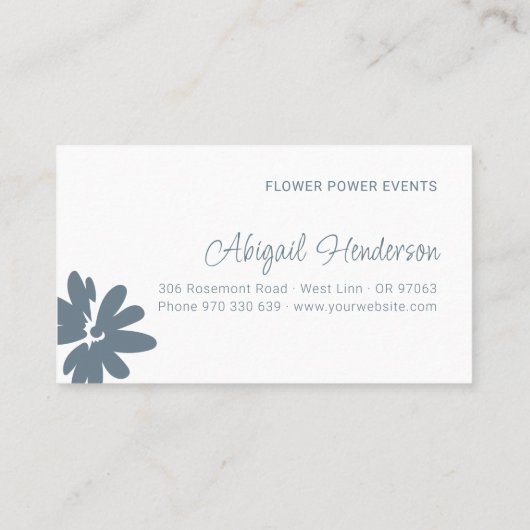 Modern Blue Daisy Flower Design Visitekaartje (Achterkant)