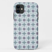 Modern Blue Damask iPhone Case (Achterkant)