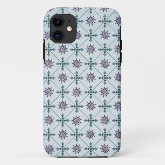 Modern Blue Damask iPhone Case (Achterkant)
