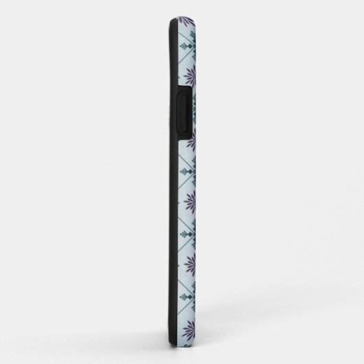 Modern Blue Damask iPhone Case (Achterkant/rechts)