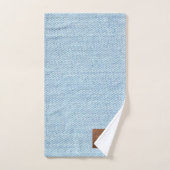 Modern Blue Denim Jeans Texture Leather Patch Bad Handdoek (Handdoek)