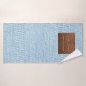 Modern Blue Denim Jeans Texture Leather Patch Badhanddoek (Badhanddoek)