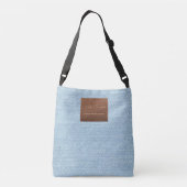 Modern Blue Denim Jeans Texture Leather Patch Crossbody Tas (Achterkant)