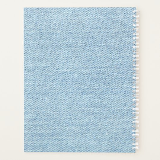Modern Blue Denim Jeans Texture Leather Patch Planner (Achterkant)