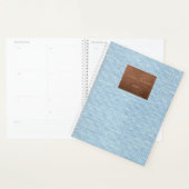 Modern Blue Denim Jeans Texture Leather Patch Planner (Display)