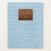Modern Blue Denim Jeans Texture Leather Patch Planner (Voorkant)