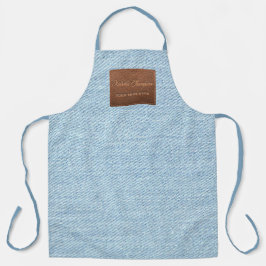 Modern Blue Denim Jeans Texture Leather Patch Schort