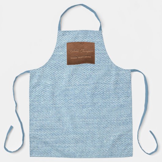 Modern Blue Denim Jeans Texture Leather Patch Schort (Voorkant)