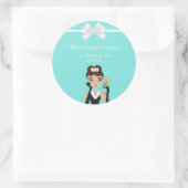 Modern Blue Diamond Box Bow Vrijgezellenfeest Favo Ronde Sticker (Tas)