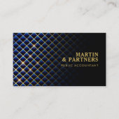Modern Blue Diamond Pattern Gold Lines | Zwart Visitekaartje (Voorkant)