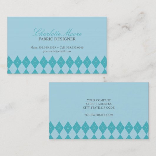 Modern Blue Diamond Pattern Visitekaartje (Voorkant / Achterkant)