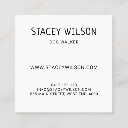 Modern Blue Dog Walker of Pet Groomer Vierkante Visitekaartje (Achterkant)
