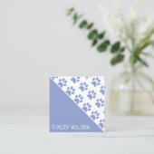 Modern Blue Dog Walker of Pet Groomer Vierkante Visitekaartje (Staand voorkant)