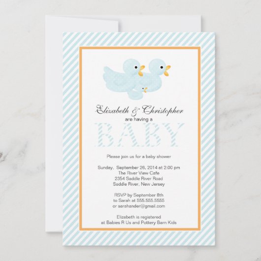 Modern Blue Ducks Couple Boy Baby shower Kaart (Voorkant)