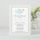 Modern Blue Ducks Couple Boy Baby shower Kaart (Staand voorkant)