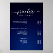 Modern Blue Elegant Beauty salon prijslijst Poster (Voorkant)