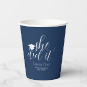 Modern Blue Elegant Fonts Afstudeerder Party Papieren Bekers (Voorkant)