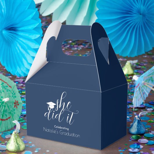 Modern Blue Elegant Fonts Afstuderen Bedankdoosjes (Feest)