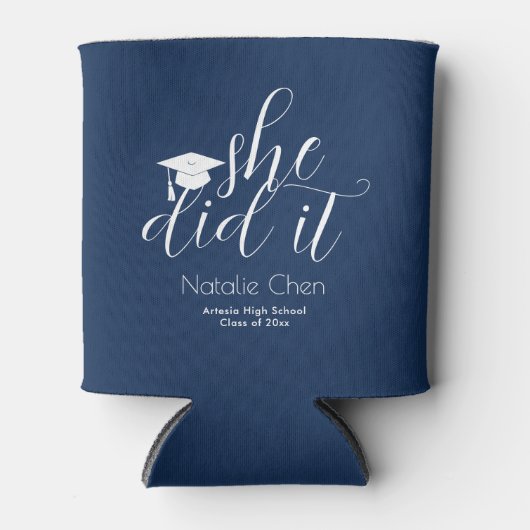 Modern Blue Elegant Fonts Afstuderen Blikjeskoeler (Voorkant)