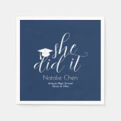 Modern Blue Elegant Fonts Afstuderen Servet (Voorkant)