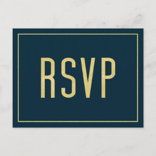 Modern Blue Elegant Minimalist Simple Wedding RSVP Briefkaart