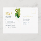 Modern Blue Elegant Minimalist Simple Wedding RSVP Briefkaart (Achterkant)