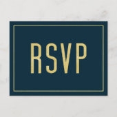 Modern Blue Elegant Minimalist Simple Wedding RSVP Briefkaart (Voorkant)