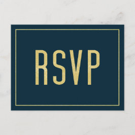 Modern Blue Elegant Minimalist Simple Wedding RSVP Briefkaart