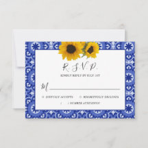 Modern Blue Elegant  Sunflower Wedding