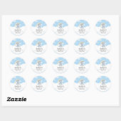 Modern Blue Elephant Boy Baby shower Dank je Ronde Sticker (Vel)