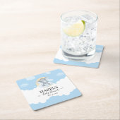 Modern Blue Elephant Boy Little Peanut Baby shower Kartonnen Onderzetters (Insitu)