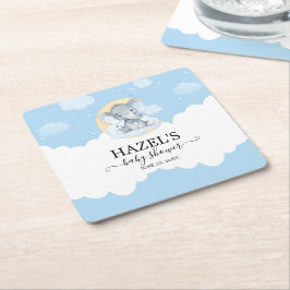 Modern Blue Elephant Boy Little Peanut Baby shower Kartonnen Onderzetters