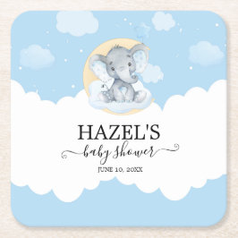 Modern Blue Elephant Boy Little Peanut Baby shower Kartonnen Onderzetters