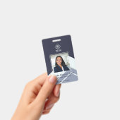 Modern Blue Employee Foto ID Badge (Handheld)
