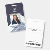 Modern Blue Employee Foto ID Badge (Voor- en achterkant)