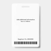 Modern Blue Employee Foto ID Badge (Achterkant)