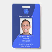 Modern Blue Employee Photo ID Badge (Voorkant)