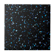 Modern Blue en Black Terrazzo Pattern