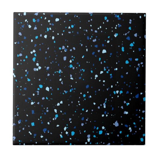 Modern Blue en Black Terrazzo Pattern Tegeltje (Voorkant)