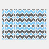Modern Blue en Dark Grey Herringbone Geometric Inpakpapier Vel (Voorkant 2)