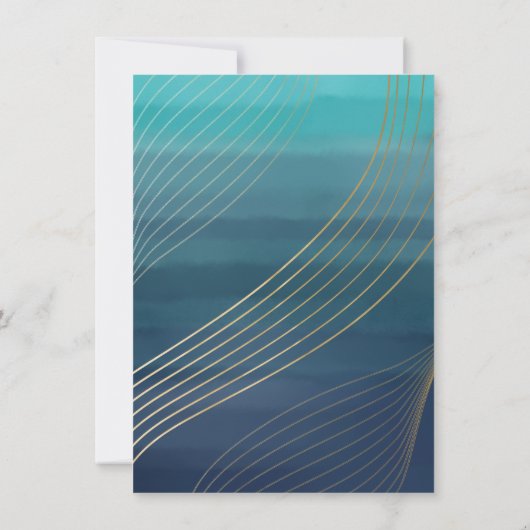 Modern Blue en Gold Bat Mitzvah of Bar Mitzvah Kaart (Achterkant)