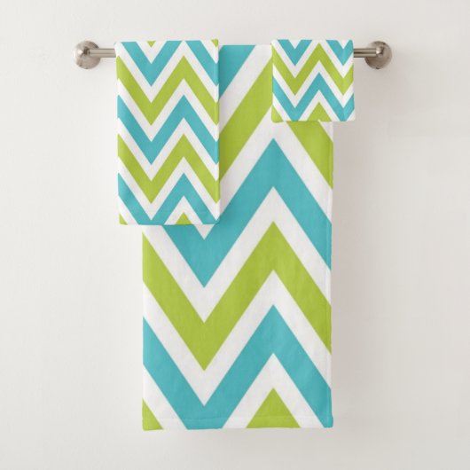 Modern Blue en Green Chevron Bad Handdoek (Insitu)